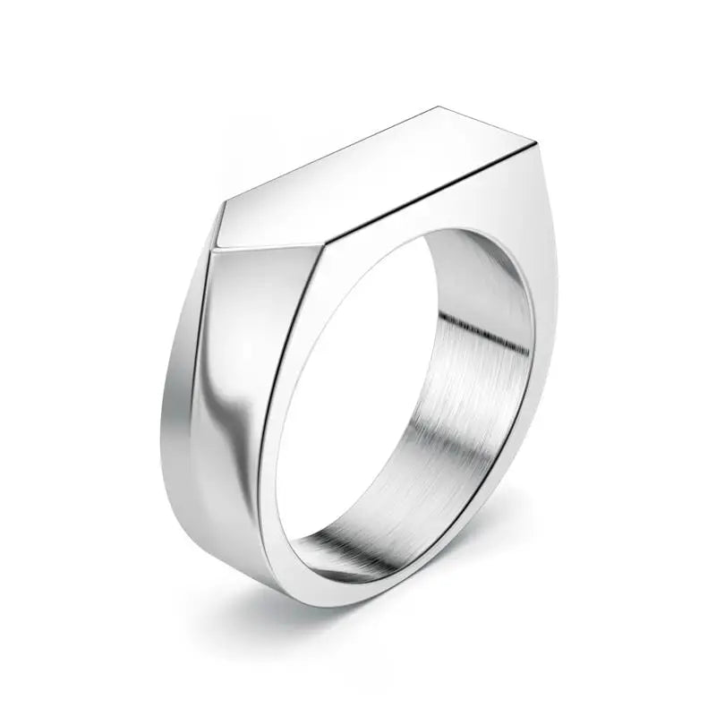Jiayiqi Men's Ring Punk Rock Smooth 316L Stainless Steel Signet Ring For Men Hip Hop Party Jewelry Wholesale Male Wedding Anel