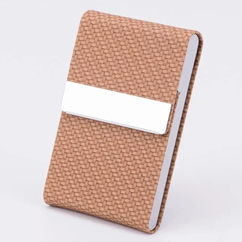 Business Card Holder PU Leather Business Card Case Name Cards Wallet Slim Metal Pocket Card Organizer Gifts for Men Women Office
