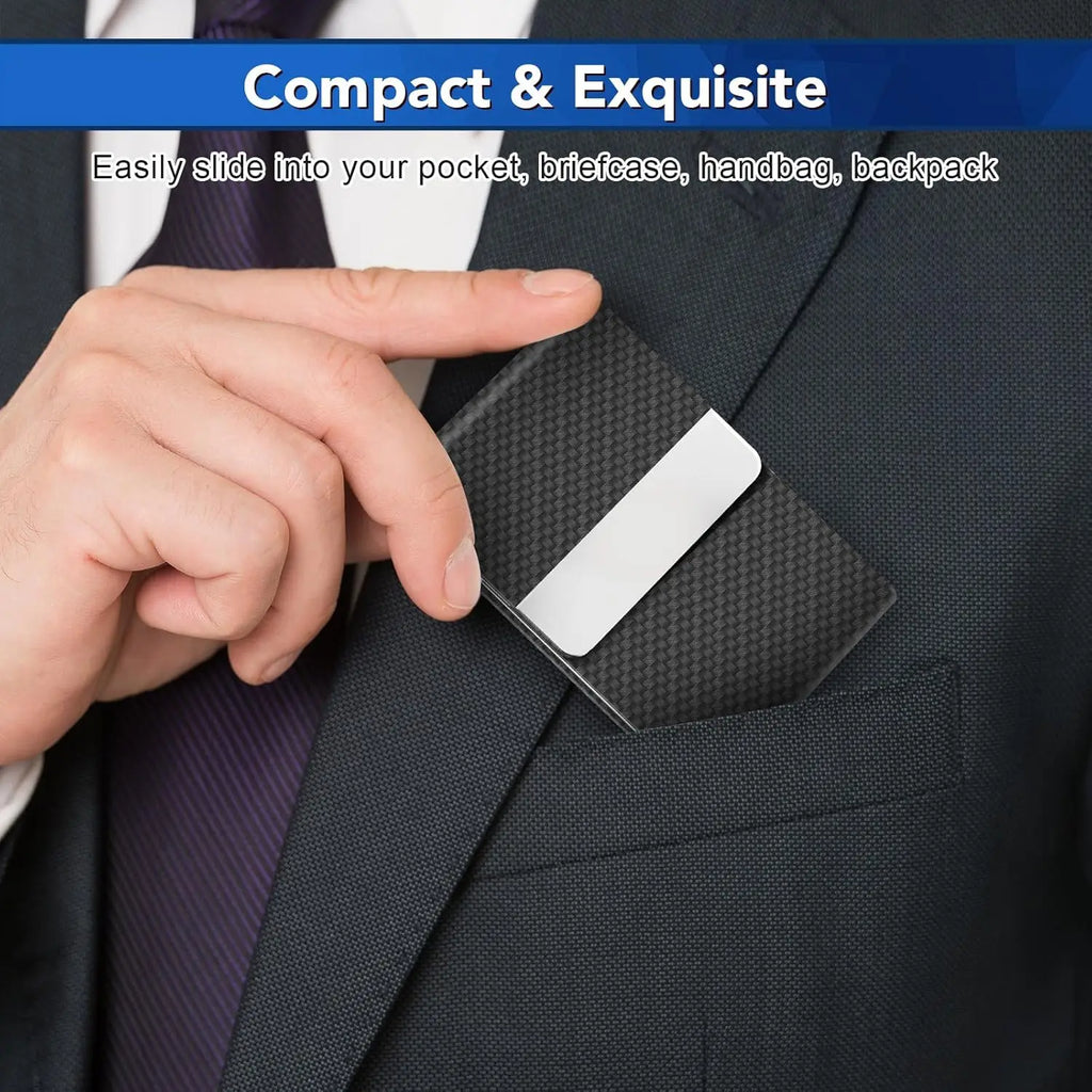Business Card Holder PU Leather Business Card Case Name Cards Wallet Slim Metal Pocket Card Organizer Gifts for Men Women Office