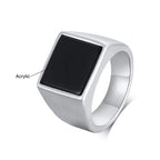 Jiayiqi Men's Ring Punk Rock Smooth 316L Stainless Steel Signet Ring For Men Hip Hop Party Jewelry Wholesale Male Wedding Anel