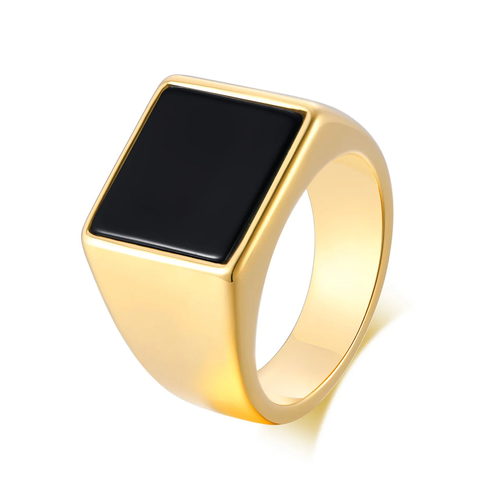 Jiayiqi Men's Ring Punk Rock Smooth 316L Stainless Steel Signet Ring For Men Hip Hop Party Jewelry Wholesale Male Wedding Anel