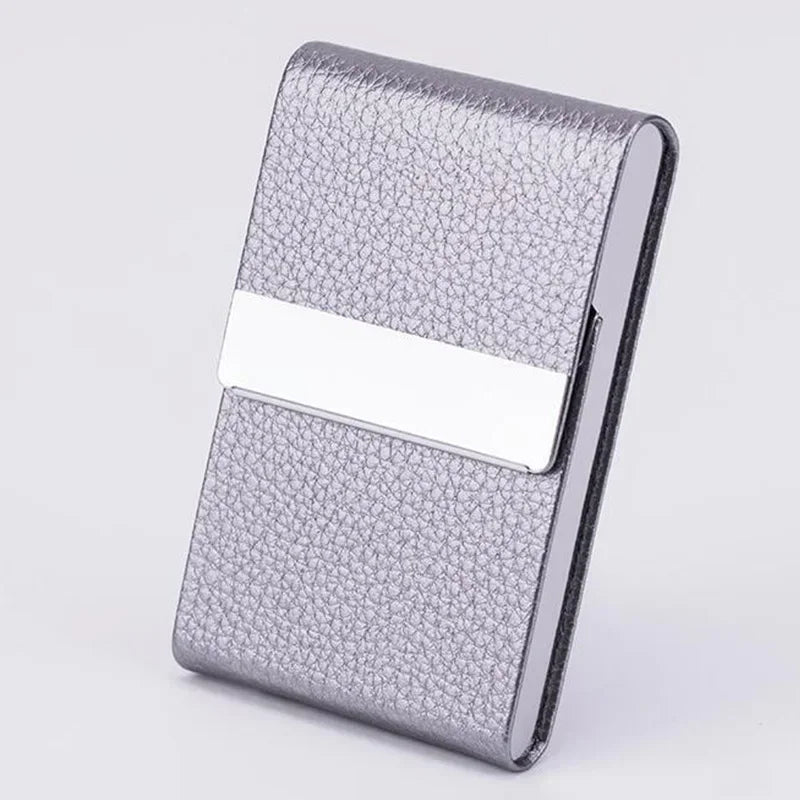 Business Card Holder PU Leather Business Card Case Name Cards Wallet Slim Metal Pocket Card Organizer Gifts for Men Women Office