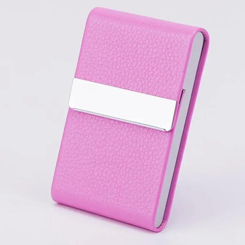 Business Card Holder PU Leather Business Card Case Name Cards Wallet Slim Metal Pocket Card Organizer Gifts for Men Women Office