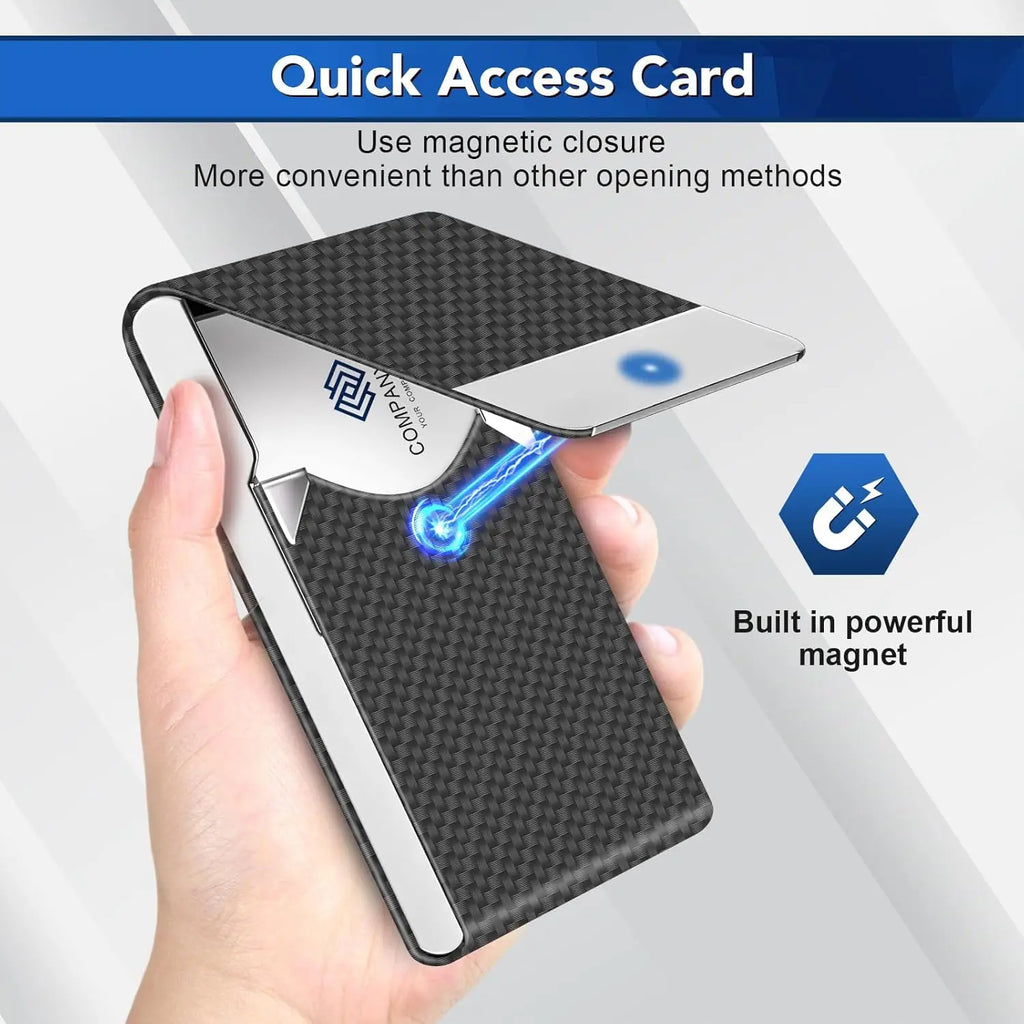 Business Card Holder PU Leather Business Card Case Name Cards Wallet Slim Metal Pocket Card Organizer Gifts for Men Women Office