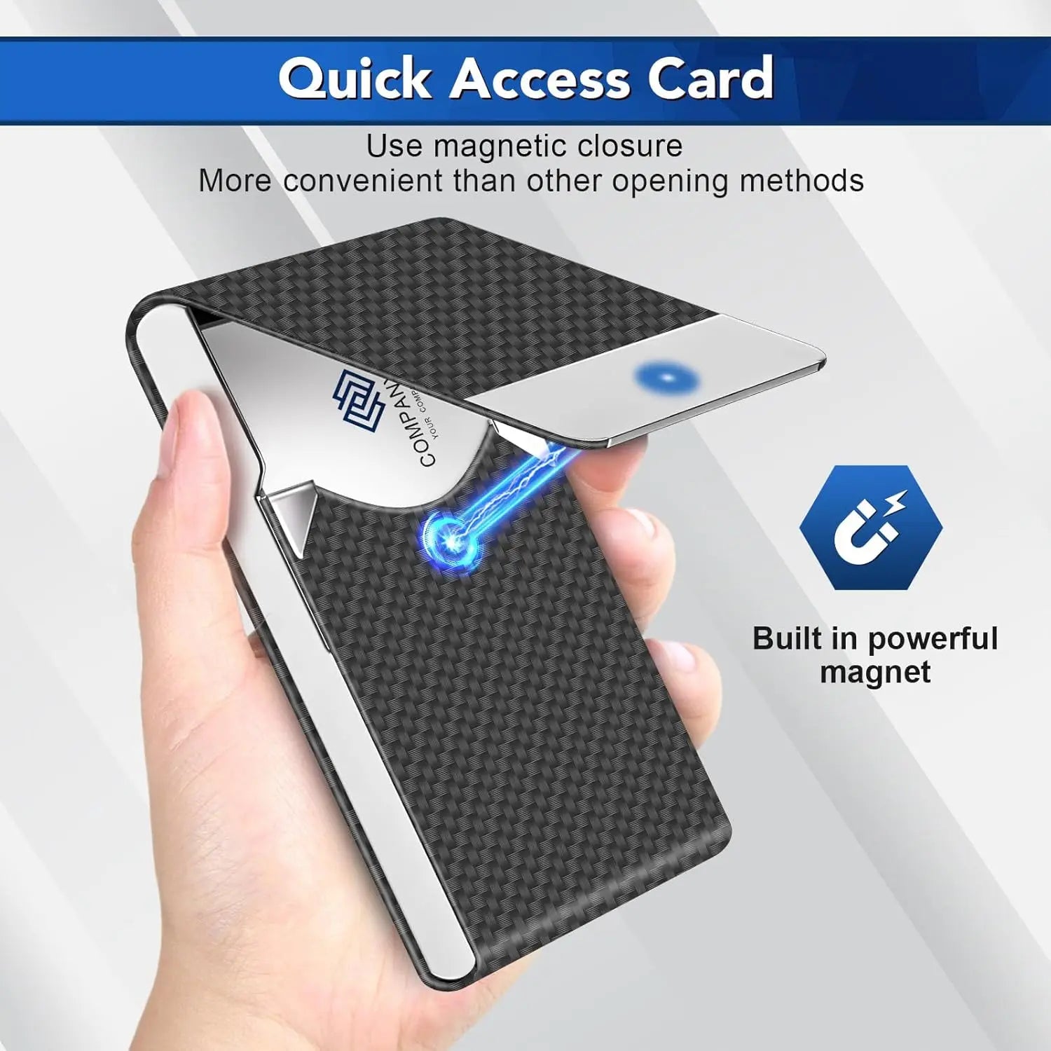 Business Card Holder PU Leather Business Card Case Name Cards Wallet Slim Metal Pocket Card Organizer Gifts for Men Women Office