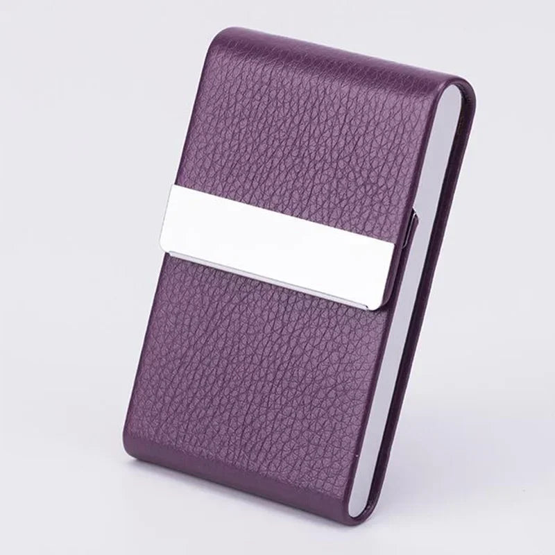 Business Card Holder PU Leather Business Card Case Name Cards Wallet Slim Metal Pocket Card Organizer Gifts for Men Women Office