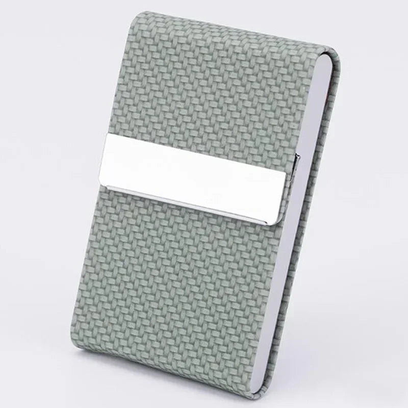 Business Card Holder PU Leather Business Card Case Name Cards Wallet Slim Metal Pocket Card Organizer Gifts for Men Women Office