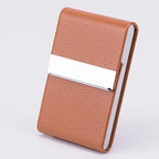 Business Card Holder PU Leather Business Card Case Name Cards Wallet Slim Metal Pocket Card Organizer Gifts for Men Women Office