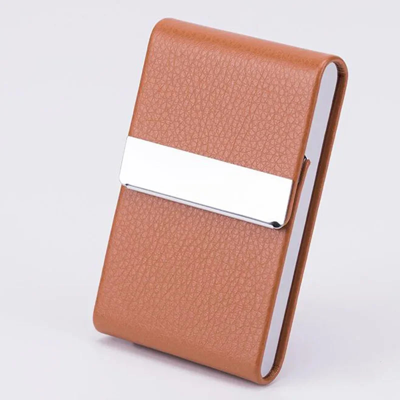 Business Card Holder PU Leather Business Card Case Name Cards Wallet Slim Metal Pocket Card Organizer Gifts for Men Women Office