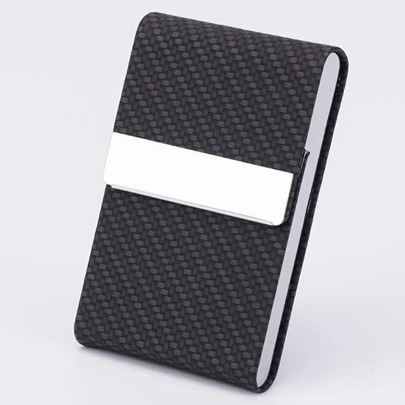 Business Card Holder PU Leather Business Card Case Name Cards Wallet Slim Metal Pocket Card Organizer Gifts for Men Women Office