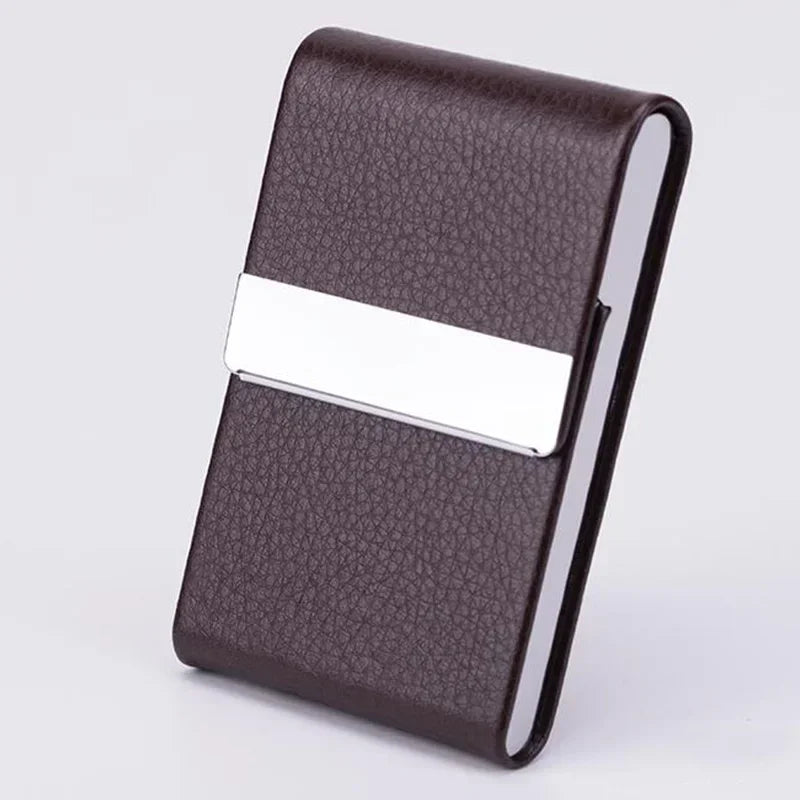 Business Card Holder PU Leather Business Card Case Name Cards Wallet Slim Metal Pocket Card Organizer Gifts for Men Women Office
