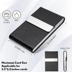 Business Card Holder PU Leather Business Card Case Name Cards Wallet Slim Metal Pocket Card Organizer Gifts for Men Women Office