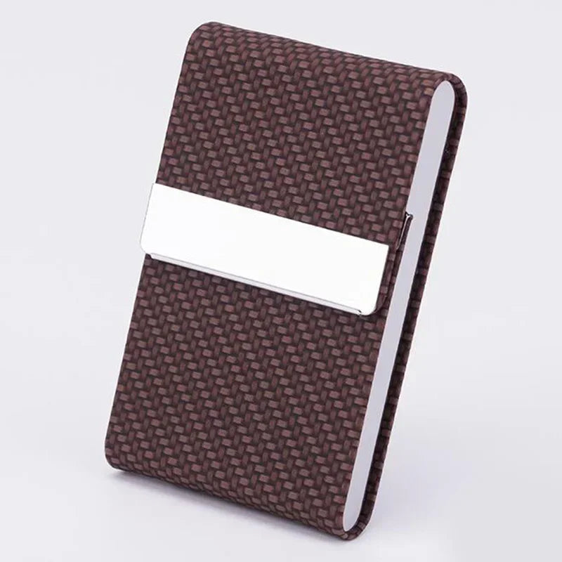 Business Card Holder PU Leather Business Card Case Name Cards Wallet Slim Metal Pocket Card Organizer Gifts for Men Women Office