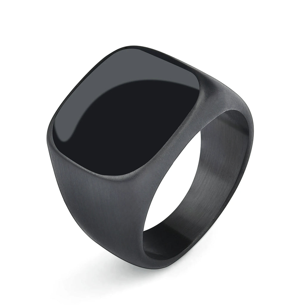 Jiayiqi Men's Ring Punk Rock Smooth 316L Stainless Steel Signet Ring For Men Hip Hop Party Jewelry Wholesale Male Wedding Anel